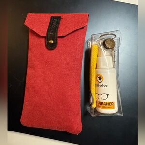 NWOT Eyebobs 2-pc Soft Red Case/Eyeglass Repair Cleaning Kit (Spray Cloth Tool)